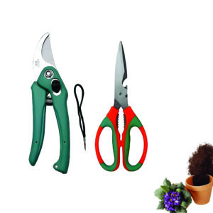 GROWTOP 2-Piece Garden Pruning & Cutting Tool Set – Bypass Pruner and Multipurpose Garden Scissor with Ergonomic Grip