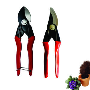 GROWTOP 2-Piece Heavy Duty Garden Pruner Set – Anvil Cutter & Bypass Pruning Shear with Red Ergonomic Handles