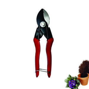 GROWTOP Heavy Duty Garden Anvil Pruning Cutter with Red Ergonomic Handle – Rust-Resistant Steel Blade