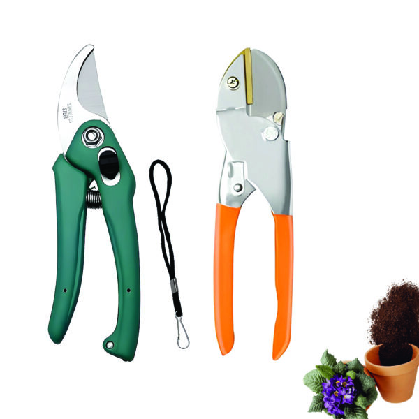 GROWTOP 2-Piece Garden Pruner Tool Set – Bypass Pruning Shear & Anvil Cutter with Ergonomic Handles for Professional Gardening