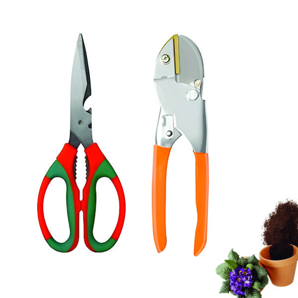 GROWTOP 2-Piece Garden Cutting Tool Set – Multi-Purpose Garden Scissors & Heavy Duty Anvil Cutter with Ergonomic Handles