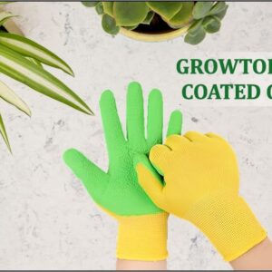 GROWTOP Latex Coated Gardening & Work Gloves | Non-Slip, Cut-Resistant & Breathable Grip Gloves (Pair)
