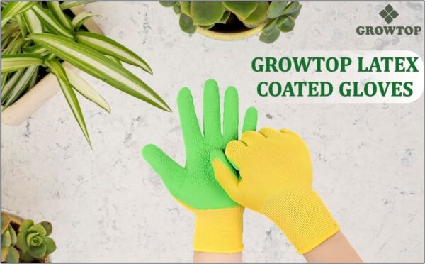 GROWTOP Latex Coated Gardening & Work Gloves | Non-Slip, Cut-Resistant & Breathable Grip Gloves (Pair)
