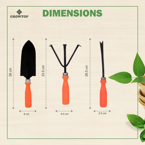 GROWTOP 3-Piece Heavy-Duty Garden Tool Set with Ergonomic Grip Handles | Trowel, Cultivator & Weeder for Home Gardening - Image 2