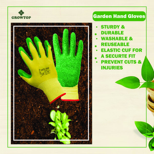 GROWTOP 3-Piece Garden Hand Tool Set with Wooden Handles & Safety Grip Gloves | Trowel, Cultivator, Fork | Essential Home Gardening Kit - Image 3