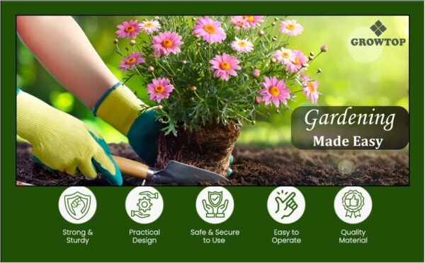 GROWTOP Latex Coated Gardening & Work Gloves | Non-Slip, Cut-Resistant & Breathable Grip Gloves (Pair) - Image 4