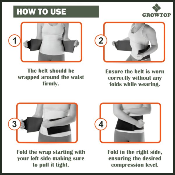 GROWTOP Premium Waist & Back Support Belt for Men & Women | Adjustable Slimming & Posture Correction Belt | Grey - Image 5