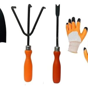 GROWTOP 4-Piece Gardening Tool Set | Includes Trowel, Cultivator, Weeder & Protective Gloves | Heavy-Duty Garden Hand Tools Kit