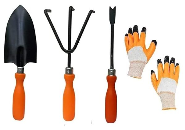 GROWTOP 4-Piece Gardening Tool Set | Includes Trowel, Cultivator, Weeder & Protective Gloves | Heavy-Duty Garden Hand Tools Kit