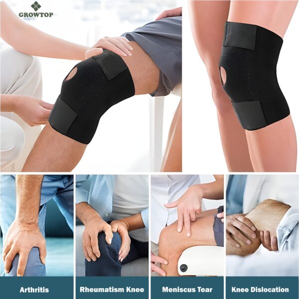 GROWTOP Adjustable Knee Support Brace for Pain Relief & Injury Recovery | Open Patella Knee Cap (Pair) - Image 3