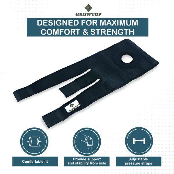 GROWTOP Adjustable Knee Support Brace for Pain Relief & Injury Recovery | Open Patella Knee Cap (Pair) - Image 5