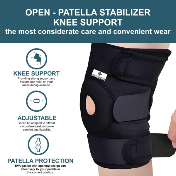 GROWTOP Adjustable Knee Support Brace for Pain Relief & Injury Recovery | Open Patella Knee Cap (Pair) - Image 6